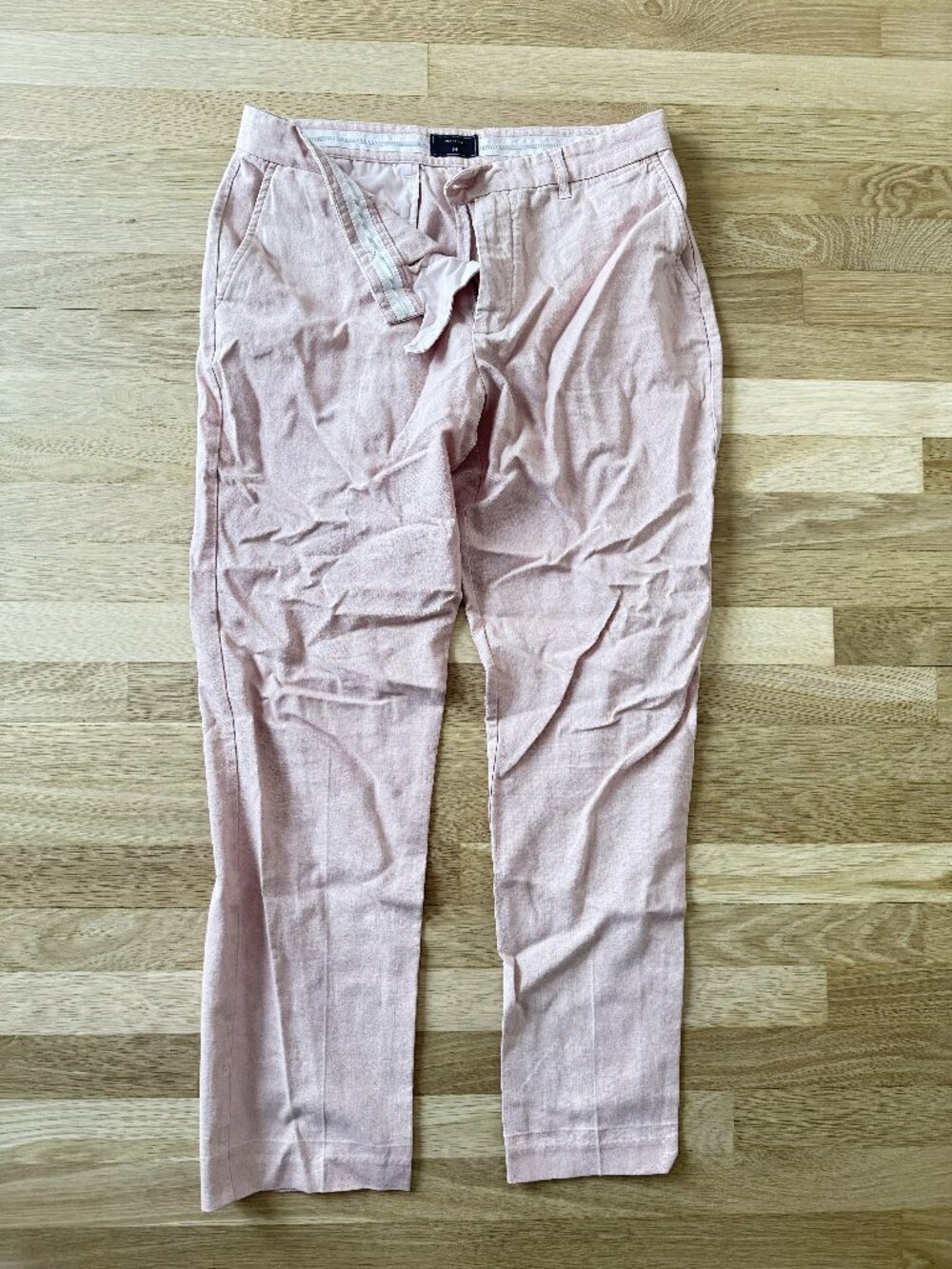 Percival Men's Tailored Linen Trousers in Pink (34R)